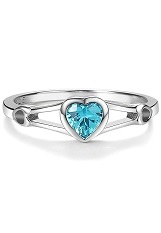 remarkable silver cubic zirconia March birthstone ring for babies and kids